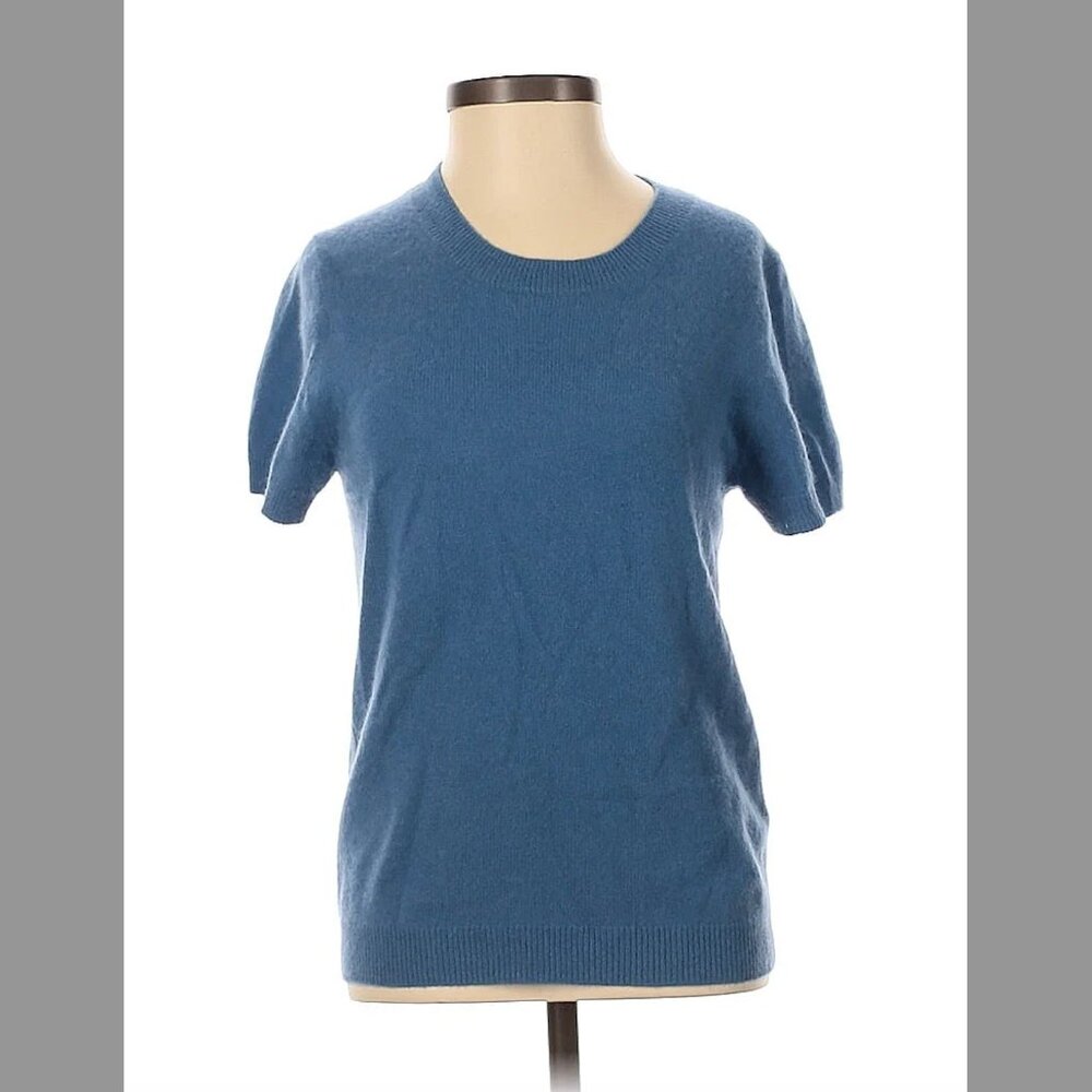 Quince Mongolian Cashmere Pullover Tee in Blue